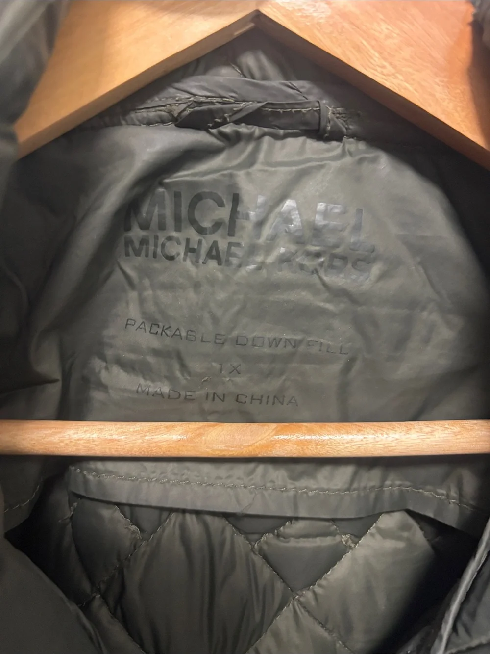 Michael Kors Black Puffer Jacket with Subtle Brown MK Logo